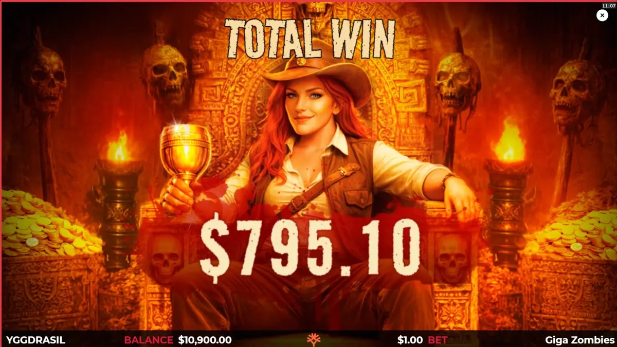 Interface do slot Giga Zombies em um dispositivo móvel